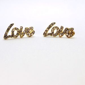 Love Earrings Name Letter Crystal Studs Earrings Simple Minimalistic Dainty Love
